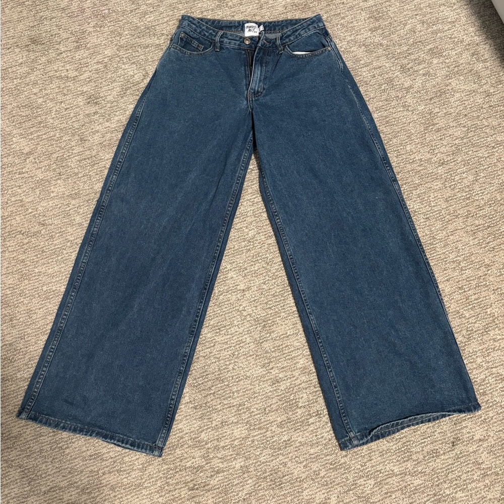 Princess Polly Blue Flare Wide-Leg Jeans